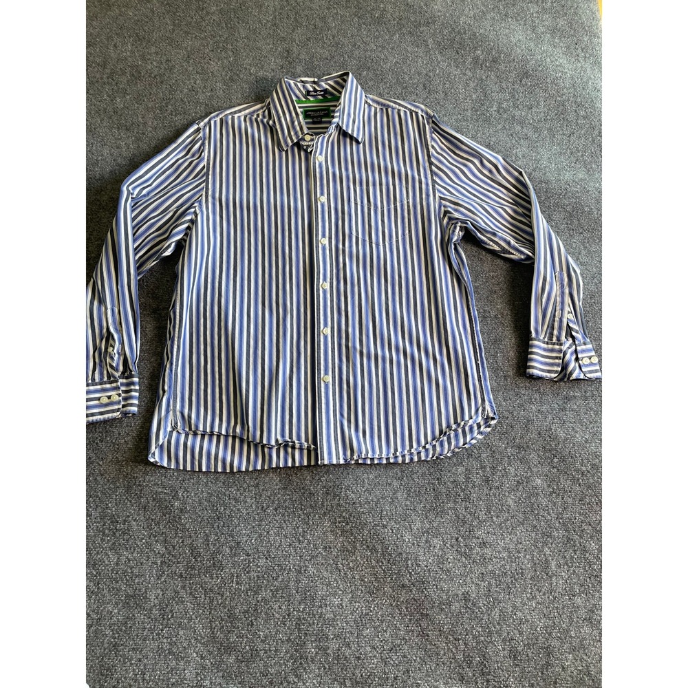 American Eagle Blue Issue Mens XL Striped Button Down Shirt Blue White Long Slv